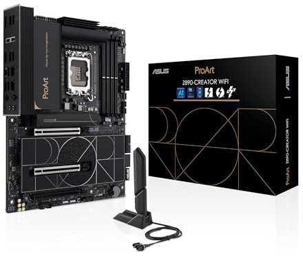 ASUS ProArt Z890-CREATOR WIFI Z890 LGA 1851 ATX Motherboard, Intel® Core Ultra Processor Series 2 Ready, 16+2+1+2 stages, PCIe® 5.0, DDR5, Thunderbolt 5 Type-C®, 10+2.5 Gb LAN, WiFi 7, 5x M.2, AI OC