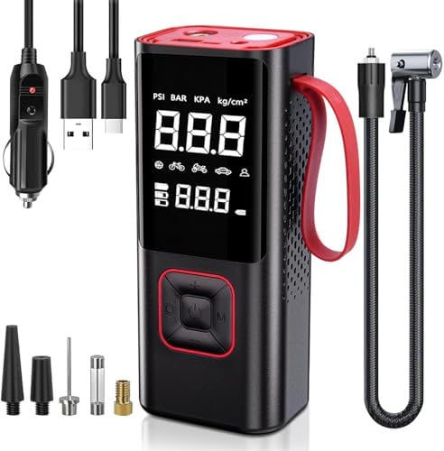 Swetfela Elektrische Luftpumpe für Auto Reifen, 20000mAh Auto Luftpumpe Elektrisch, 150PSI Mini Akku Luftpumpe mit Manometer, Fahrradpumpe Elektrisch mit Digital LCD Manometer für Auto Moto Fahrrad