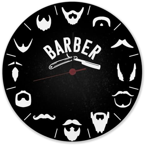 speecheese Barber Wanduhr aus Alu mit unterschiedlichen Barttypen Witzige Uhr für Männer mit Bart oder als stilvolle Deko in deinem eigenen Barbershop