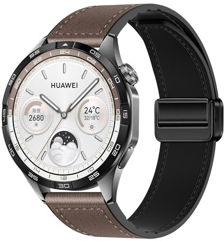 ZZMY Leder Silikon Magnet Uhrenarmband 22mm für Huawei Watch GT5 GT4 GT3 GT 2 Armband 46mm,GT2 Pro,GT 2e,GT Runner,Leather Armbänder für Garmin Venu 3 45mm/Venu 2 45mm/Vivoactive4