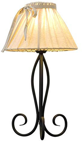 CONGRUI Table Lamp Bedroom Bedside Creative Fashion Simple Nordic Wedding Decoration Warm Small Table Lamp Wrought Iron Garden(Black)