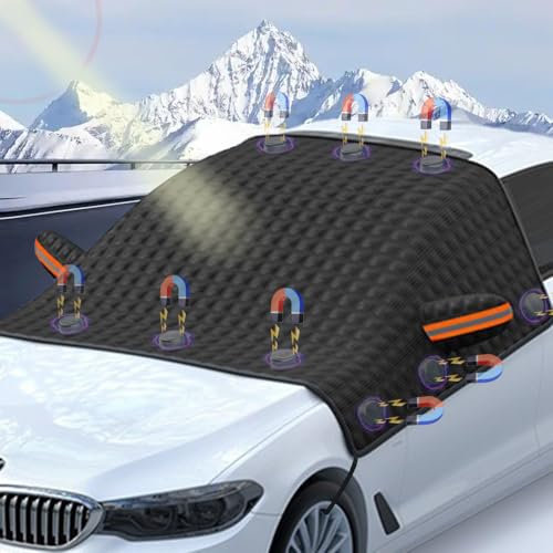 Frontscheibenabdeckung Winter,Windschutzscheibenabdeckung Auto Magnet,Autoscheibenabdeckung Winter, Scheibenabdeckung Auto Winter,Auto Winterabdeckung für Die Meisten Autos und SUV (verdicken)