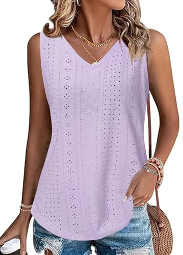 Gyabnw Camiseta sin Mangas Mujer Cuello V de Tirantes Ligera Tela Suave | Diseño sin mangas, cuello V, tirantes finos, tejido suave, tejido ligero, silueta de camiseta sin mangas, para verano