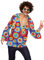 Mainfini Herren 70er Carnival Kostüme Disco Outfit Bell Sleeves Knopf Hemd Karneval 5er-Set mit Perücke Bart Brille Halskette L