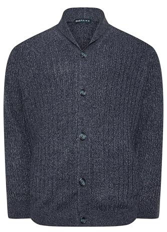 BadRhino Big & Tall Blue Knitted Shawl Cardigan - Men's - Plus Size Curve