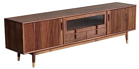 MNordic Style Wohnzimmer TV Ständer mit Gitter Spind Tür und Stauraum
