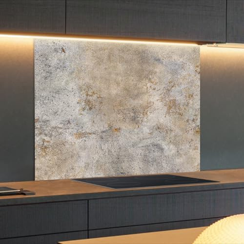 Spritzschutz Küchenrückwand Alu Matt 60 x 50 x 0,3 cm Grauer Zement Hintergrund, Küchenwand Wandschutz, Herd Spritzschutz, Rückwand Küche, Pfannenspritzschutz - RUECKWAND24