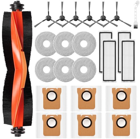 Lot de 24 accessoires pour robot aspirateur Xiaomi X20 Max / X20 Pro, pièces de rechange, 6 sacs à poussière, 6 tampons de nettoyage, 1 brosse principale, 6 brosses latérales, 4 filtres HEPA, 1 brosse