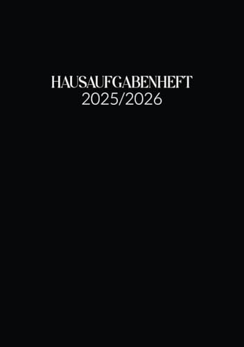 Hausaufgabenheft 2025/2026: Schülerkalender mit Datum für Gymnasium, Jungen, und Teenager, Schwarz Cover.