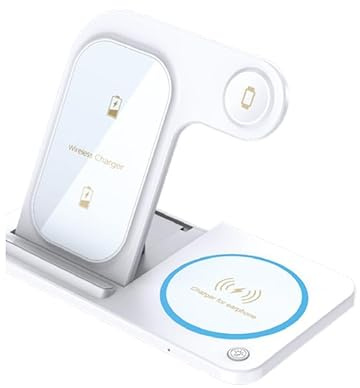 3 in 1 Wireless Charging Station, Wireless Charger Stand for iPhone 16/15/14/13/12/11/SE/X/8 Pro Max Plus Mini,Charging Dock for AirPods 4/3 Pro,Apple Watch 10/9/Ultra/8/SE/7 (With Charger and Cable)
