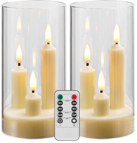 Da by Flameless Candle, Battery-Powered Candle with Remote Control and Timer, LED Three-Wick Pillar Candle, Romantic Wedding, Perfect Home Décor, 2 Pack (Ivory)