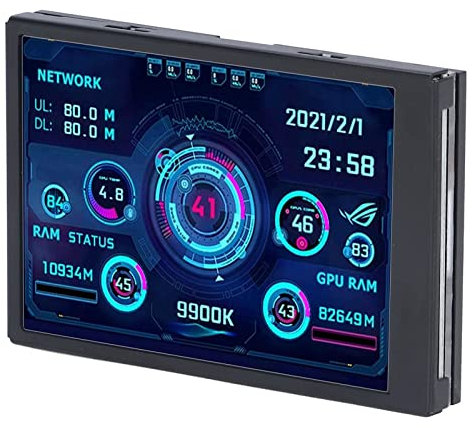 Pyhodi Écran IPS USB Mini, Moniteur de Données CPU PC IPS Type C USB Type C pour AIDA64 Affichage de la Température, CPU GPU GPU Données de Données RAM Monitor de Température de