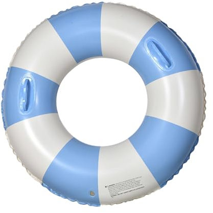 Adult Striped Swimming Buoy - Inflatable Lifebuoy, Anti-Theft Pool Tube with Handles | Thick Inflatable Beach Float for Summer Vacation, Water Fun for Men