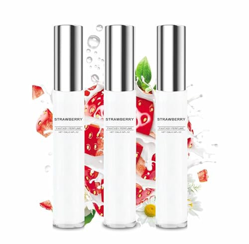Erdbeerduft Parfüm Damen, Ultra-Concentrated Roll-On Eau de Parfum Damen, Strawberry Parfümöl, Luxury Perfume Oil, Frischer & Langanhaltender Erdbeer Parfum, Täglicher Duft für Alle Anlässe (3PC)