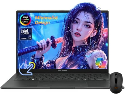 ASUS Zenbook - Computer portatile touch screen OLED da 14, WUXGA, Intel Core Ultra 9 285H fino a 5,4 GHz, Intel Arc GPU, Copilot, Thunderbolt 4, Wi-Fi 7, Win11 H, con mouse wireless (32 GB 7467 MHz