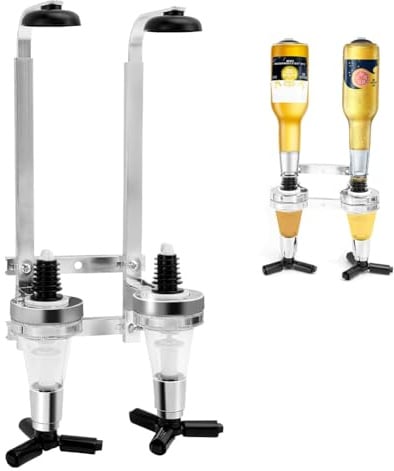 BNGXR Distributeur d'alcool à Double Tête, Doseur Bouteille Distributeur Porte-Bouteille Mural d'alcool Alliage Daluminium Idéal pour Les Bars, Restaurants, Hôtels et Autres Lieux d'affaires