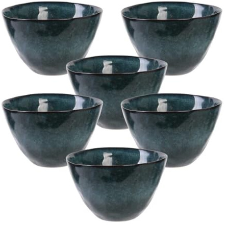 AltoBuy Set de 6 Bols 55cl en céramique au grés du Temps Bleu - Galet