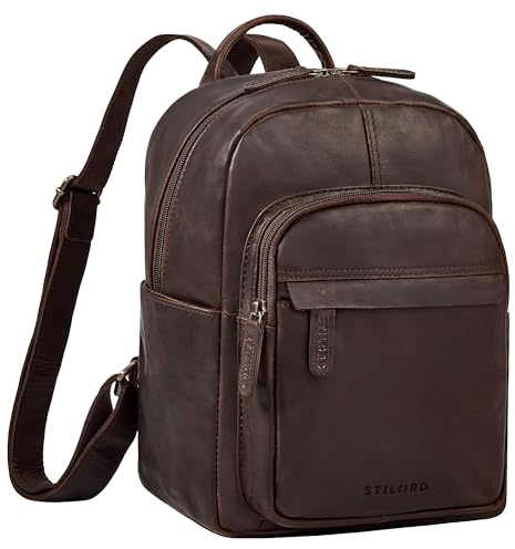 STILORD Dolores Leder Rucksack Braun Damen Echtleder Klein Cityrucksack Daypack Frauen Tagesrucksack 13 Zoll Rucksack Elegant Für Reisen Arbeit Freizeit Vintage Leder