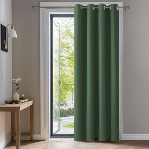 Deconovo Gardinen Schlafzimmer Blickdicht Thermovorhang mit Ösen Oliv Grün | 1 Stück, H200 x B140 cm, Verdunkelungsvorhang Hitzeschutz, Sichtschutz für Wohnzimmer, Blackout Curtain, UV-Schutz, Vorhänge
