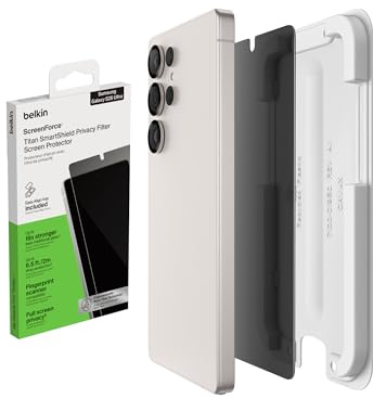 Belkin ScreenForce Titan SmartShield Schutzfolie mit Sichtschutz für Samsung Galaxy S26 Ultra, Kratzfest, Stoßfest, Anti-Fingerprint Folie, Ultradünn, Positionierungsschale zur Blasenfreien Anbringung
