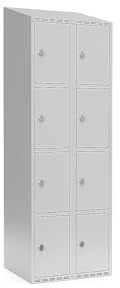 kaiserkraft | 4er-Schließfachschrank Fydor | 2 Abteile | lichtGrau | B 600 mm | schräge Dachform | Vorhängeschloss