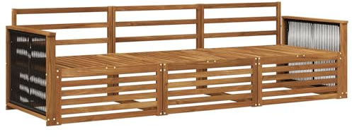 vidaXL Outdoor-Sofagarnitur 3 pcs Natur Massivholz Akazie, Outdoor Lounge, Moderne Ecksofa, Gartenmöbel, Terrassen-Sitze, Komfortables Set für Wohnräume
