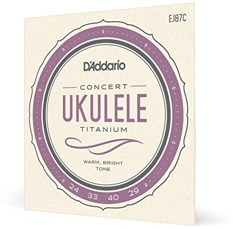 D'Addario Concert Ukulele Strings, Titanium, EJ87C, juego de 4 cuerdas, paquete de 1
