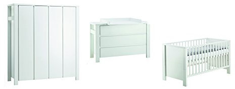 Schardt 11 649 52 02 Kinderzimmer Milano mit extra breiter Wickelkommode, Kombi-Kinderbett und 4-türigem Kleiderschrank, weiß