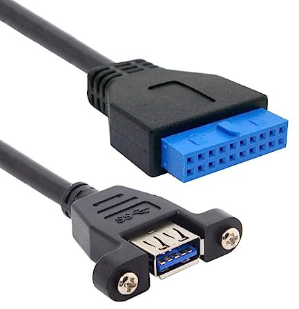 CY USB 3.0 tipo A femmina a scheda madre 20 pin maschio cavo per pannello frontale montaggio a vite tipo 25cm