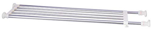 BAOYOUNI Expandable Shelf Airing Cupboard Tension Rod Extendable Wardrobes Rail Top Refrigerator Kitchen Bathroom Wall Storage Rack Organiser Heavy Duty DIY Closet Dividers Shoe Racks - Ivory