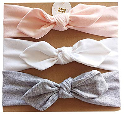Vellette Cerchietti e Fasce per capelli Fascia Capelli Bimba Cotone Bowknot Elastica Colori Diversi Regalo per Neonate Bambine 3Pcs