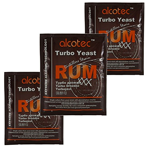 3X Alcotec Distiller’s Yeast Rum with Glucoamylase Enzyme 73g 25L