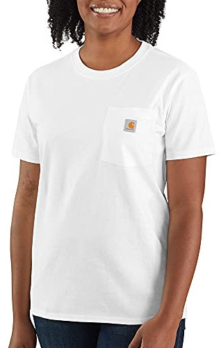 Carhartt, Damen, K87 Weites, schweres, kurzärmliges T-Shirt mit Tasche, Weiß, L