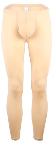 IYUNYI Dünne Kompressionsunterwäsche für Herren, Eisseide, lange Thermounterhose, Hautfarben, Mittel