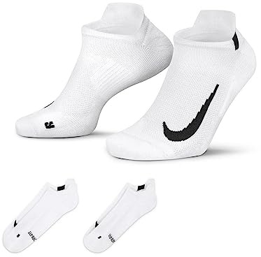 Nike Unisex Multiplier No-Show Socken, White/Black, XL