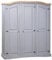 vidaXL Kiefer Kleiderschrank Mexiko-Stil Corona 3 Türen Garderobenschrank Schlafzimmerschrank Dielenschrank Holzschrank Schrank Grau