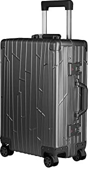 GUNDEL Aluminium Handgepäck Koffer Cabin Trolley 55x40x20 cm H/B/T 32L 4x360° Rollen Space Grau 2X TSA-Zahlenschloss