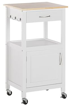 Beliani Allzweck Servierwagen Landhausstil weiß Fach/Schrank/Schublade Siena