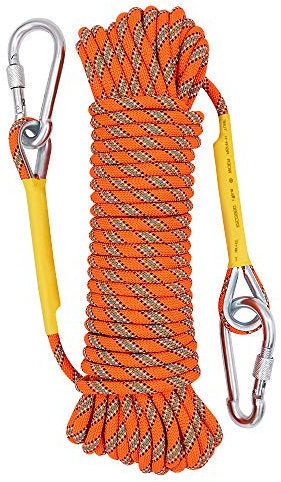 X XBEN Multi-use 8mm 20m Outdoor Rope Home Emergency Escape Rope, Orange Multifunctional Cord Safety Rope for Magnetic Fishing Hiking Caving Camping