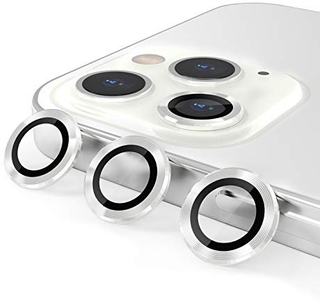 CloudValley Kameraschutz Kompatibel mit iPhone 12 Pro Max Kamera Panzerglas, Camera Protector HD Klar Aluminiumlegierung Kamera Schutzfolie Linse, Blasenfrei Gehärtetes Glas- Sliber