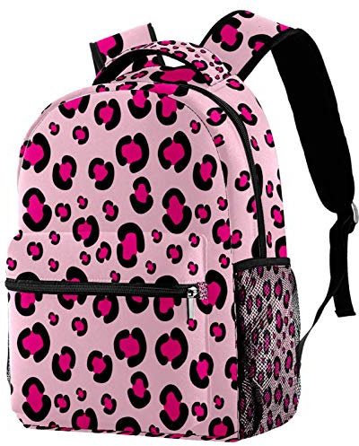 Leichter Rucksack College School Tasche Laptop Daypack für Erwachsene und Kinder Casual Rucksack Girly Pink Rosy Leopard Print Pattern