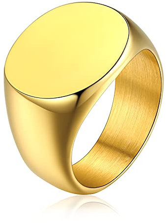 FaithHeart glänzed Ovalsiegelring Punk Style Bandring Fingerring Hochgepoliert Partnerring Einfach Hip pop Fingerring mit Geschenkebox für Herren Jungen