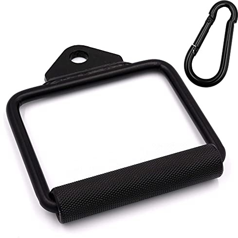 C.P. Sports Einhandgriff, Vollstahl Schwarz mit Karabinerhaken 8mm - Kraftstation, Kabelzugturm, Bodybuilding, Fitness, Gym
