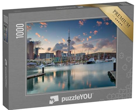 puzzleYOU: Puzzle 1000 Teile „Auckland Skyline im Sonnenaufgang, Neuseeland“ – aus der Puzzle-Kollektion Neuseeland