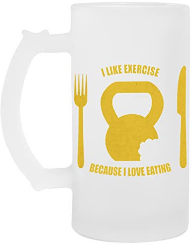 I Like Exercise Because I Love Eating (Brigitte Lindholm) Glas Bier Becher Tasse Glass Beer Mug Cup