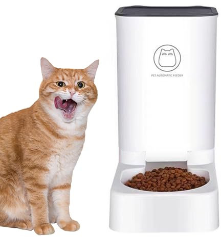 WYFCR Automatic Cat Feeder, 3.8L Cat Feeder Pet Food Dispenser for Pets, with Clog-Free Design, Occupies an Area of 0.045 square meters,Smaller than A4 Paper, Removable Design, Easy to Clean, White