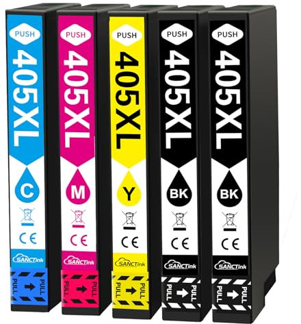 405XL Druckerpatronen 405 Patronen für Epson Workforce Pro WF-3820DWF WF-4830DTWF - 3825DWF 4820DWF 4825DWF WF-7830DTWF WF-7835DTWF WF-7840DTWF Drucker, 5 Pack