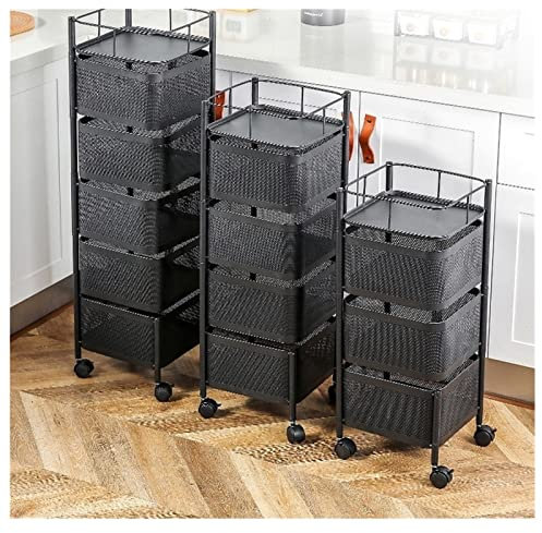 jinyi2016SHOP Porte casseroles Mural Étagère de légumes en Rotation Rack de Rangement au Sol Range couvercles a Casserole (Color : Black, Size : 5tier)