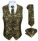 Partyweste für Herren Herren Paisley Gold Westen Floral Jacquard Krawatte Einstecktuch Einstecktuch Hochzeit Business Fit Weste Anzug Set M