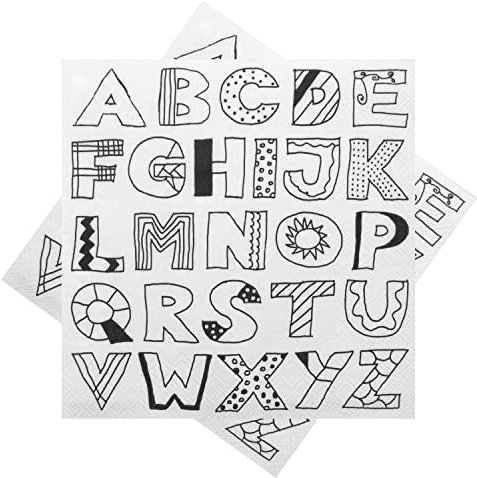 ZauberDeko Servietten Einschulung ABC Weiß Schwarz Schulanfang 33 x 33 cm 20 Stück